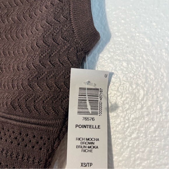 NWT Aritzia Babaton Pointelle Crop Top XS Rich Mocha Brown Crew Neck Knit Indie - Picture 5 of 6
